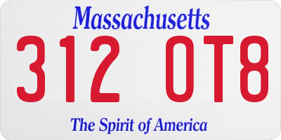 MA license plate 312OT8