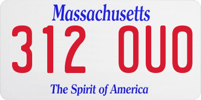 MA license plate 312OU0