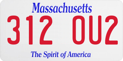 MA license plate 312OU2