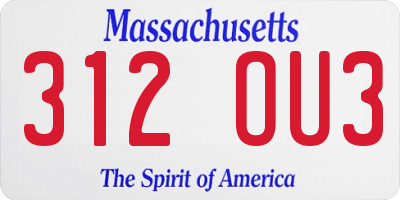 MA license plate 312OU3