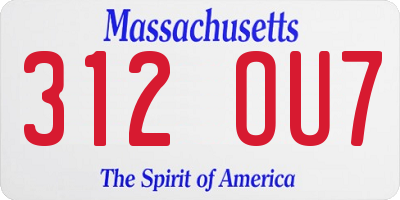MA license plate 312OU7