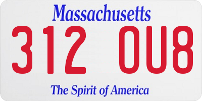 MA license plate 312OU8