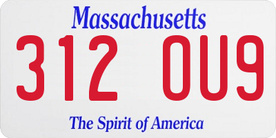 MA license plate 312OU9