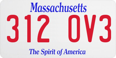 MA license plate 312OV3