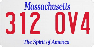 MA license plate 312OV4