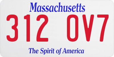 MA license plate 312OV7
