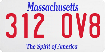 MA license plate 312OV8