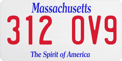 MA license plate 312OV9