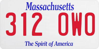 MA license plate 312OW0