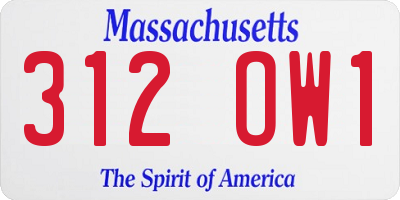 MA license plate 312OW1