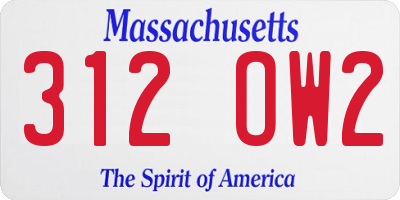 MA license plate 312OW2