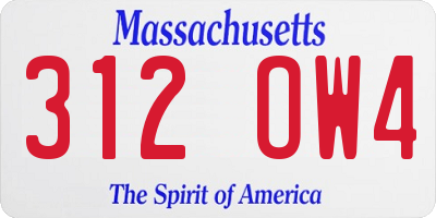 MA license plate 312OW4