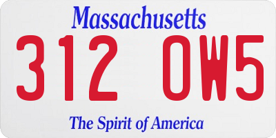 MA license plate 312OW5
