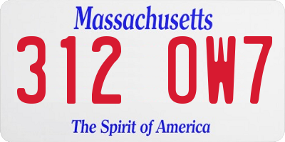 MA license plate 312OW7