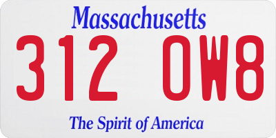 MA license plate 312OW8