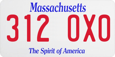 MA license plate 312OX0