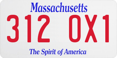 MA license plate 312OX1