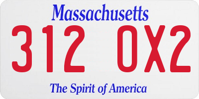 MA license plate 312OX2