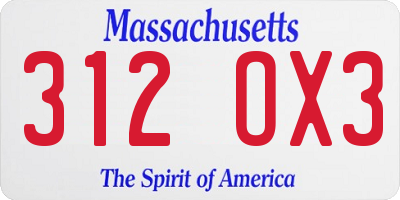 MA license plate 312OX3