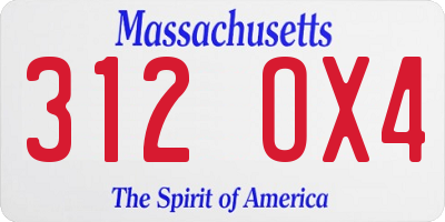 MA license plate 312OX4