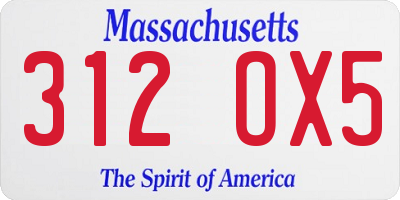 MA license plate 312OX5