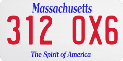 MA license plate 312OX6