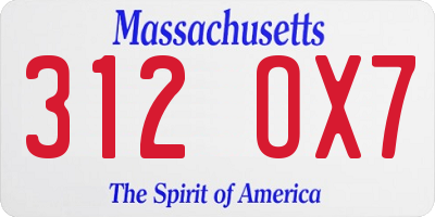 MA license plate 312OX7