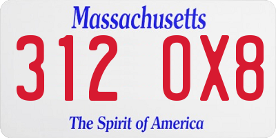MA license plate 312OX8