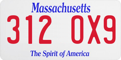 MA license plate 312OX9