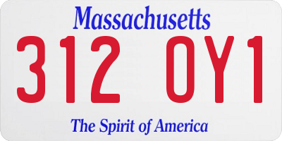 MA license plate 312OY1