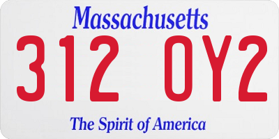 MA license plate 312OY2