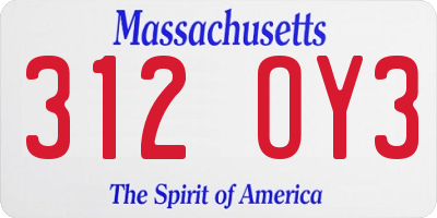 MA license plate 312OY3
