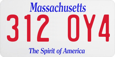 MA license plate 312OY4