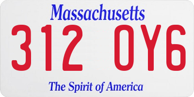 MA license plate 312OY6