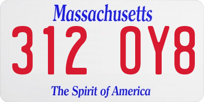 MA license plate 312OY8