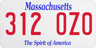 MA license plate 312OZ0