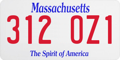 MA license plate 312OZ1