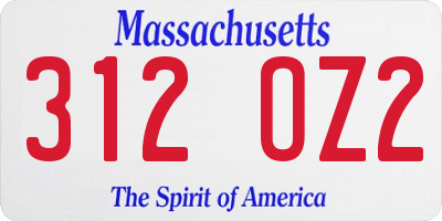 MA license plate 312OZ2