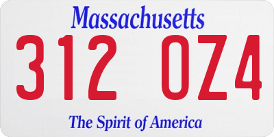 MA license plate 312OZ4