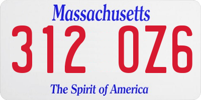 MA license plate 312OZ6