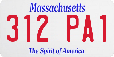MA license plate 312PA1