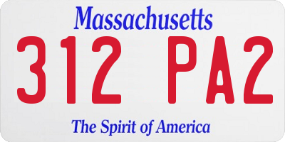 MA license plate 312PA2