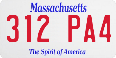 MA license plate 312PA4