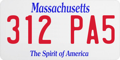 MA license plate 312PA5