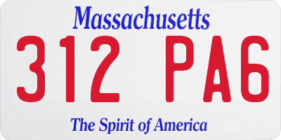 MA license plate 312PA6