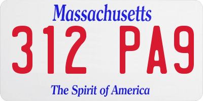 MA license plate 312PA9