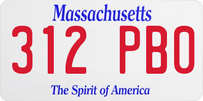 MA license plate 312PB0