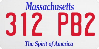 MA license plate 312PB2