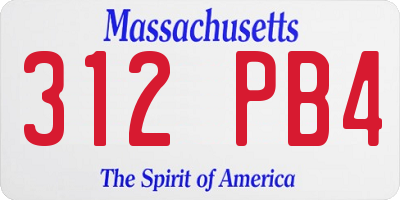 MA license plate 312PB4