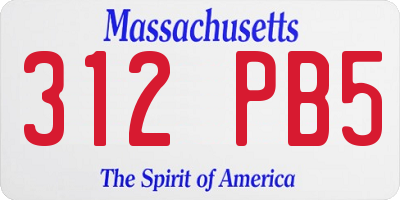 MA license plate 312PB5